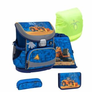 Belmil Schulranzen Mini Fit Schulranzen Set 5-teilig mit Brustgurt Bulldozer