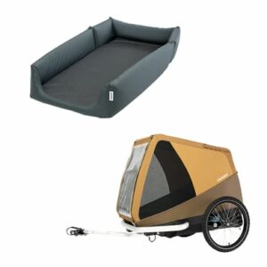 CROOZER Hundefahrradanhänger Dog Tammo Sundown yellow inklusive Hundebett Asphalt grey