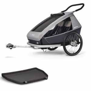 CROOZER Kinderfahrradanhänger Kid Keeke 2 Stone grey inklusive Fußraumschutzwanne