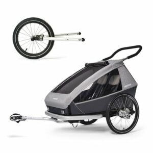 CROOZER Kinderfahrradanhänger Kid Keeke 2 Stone grey inklusive Jogger-Set