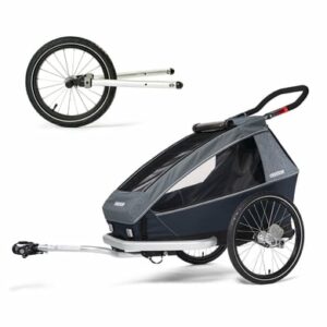 CROOZER Kinderfahrradanhänger Kid Vaaya 1 Graphite blue inklusive Jogger-Set