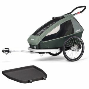 CROOZER Kinderfahrradanhänger Kid Vaaya 1 Jungle green inklusive Fußraumschutzwanne
