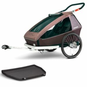 CROOZER Kinderfahrradanhänger Kid Vaaya 2 Blossom Red inklusive Fußraumschutzwanne