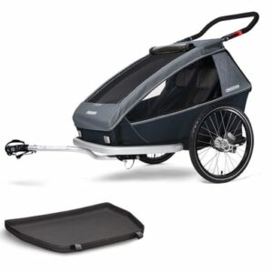 CROOZER Kinderfahrradanhänger Kid Vaaya 2 Graphite blue inklusive Fußraumschutzwanne