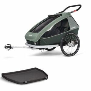 CROOZER Kinderfahrradanhänger Kid Vaaya 2 Jungle green inklusive Fußraumschutzwanne