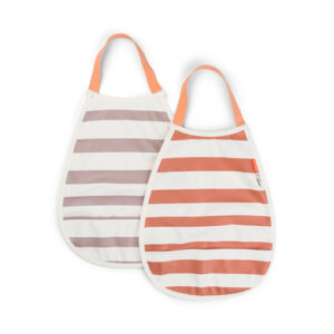 Done by Deer™ Pull-over Lätzchen 2er Pack Stripes Papaya / rosa