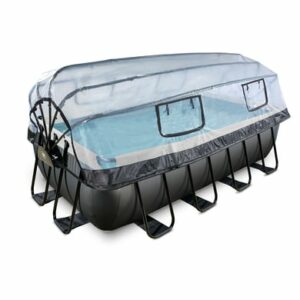 EXIT Black Leather Pool 400x200x100cm mit Sandfilterpumpe und Abdeckung - schwarz