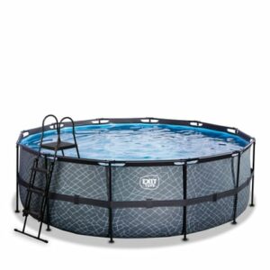 EXIT Frame Pool ø427x122cm (12v Kartusche Filterpumpe) – Grau