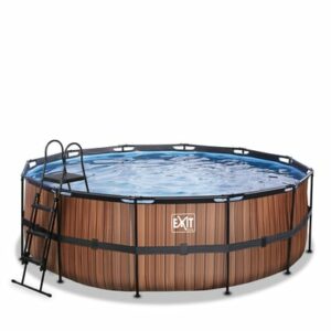 EXIT Frame Pool ø427x122cm (12v Sandfilter) – Holz optik