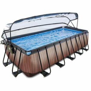EXIT Wood Pool 540x250x122cm mit Abdeckung und Sandfilterpumpe
