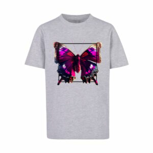 F4NT4STIC T-Shirt Pink Butterfly TEE UNISEX heather grey