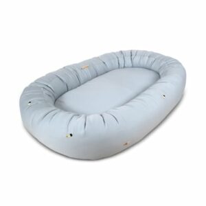 Filibabba Babynest 2. Generation – Cool Summer Stickerei – Pearl Blue