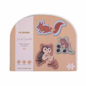 Filibabba Set mit 7 Puzzles - Nordische Tierwelt