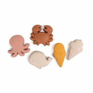 Filibabba Silikon Sandförmchen 5er-Set warme Farben