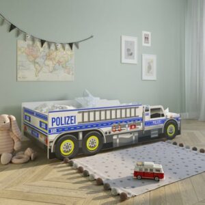 Kids Collective Autobett Kinderbett Jugendbett 80x160 mit Rausfallschutz / Polizei blau