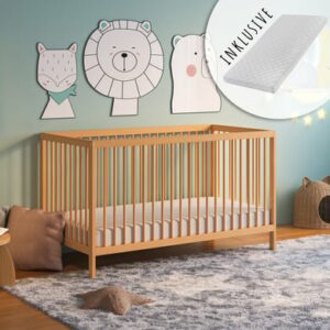 Kids Collective Babybett Gitterbett 60x120 höhenverstellbar & herausnehmbare Sprossen