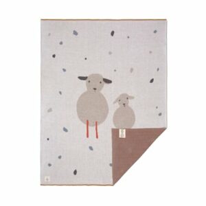 LÄSSIG Babydecke gestrickt Tiny Farmer Sheep 80 x 100 cm