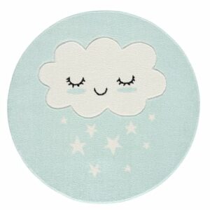 LIVONE Kinderteppich Kids love Rugs WOLKE Rund mint/weiss