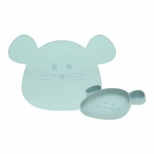 Lässig Esslernteller und Platzset Little Chums Mouse 2er Set blau
