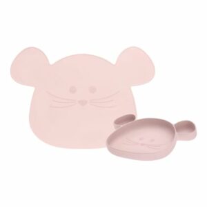 Lässig Esslernteller und Platzset Little Chums Mouse 2er Set rosa