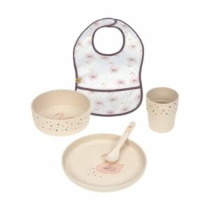 Lässig Kindergeschirr mit Lätzchen Little Water 5er Set beige