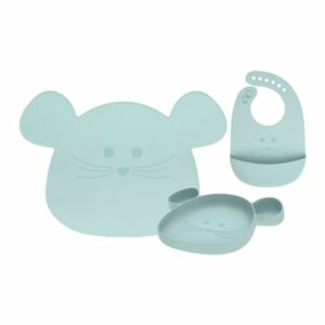 Lässig Silikon Geschirrset mit Lätzchen Little Chums 3er Set blau