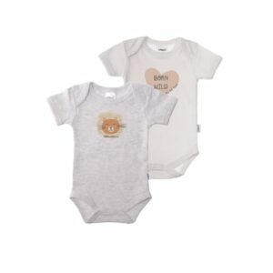 Liliput Baby-Bodies im 2er Set Born wild grau-melange/ grau gestreift