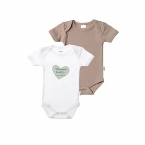 Liliput Baby-Body 2er Pack Mommy+Daddy weiss/ coffee