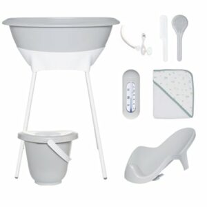 Luma® Babycare Badeset mit Muslin Tücher in Light Grey