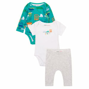 MINOTI Babyset 3-tlg. Grün/Weiß/Grau