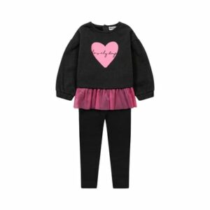 MINOTI Pullover und Leggings im Set Schwarz/Rosa