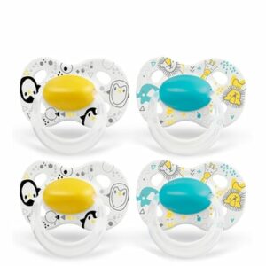 Medela Baby Schnuller Original ab dem 18. Monat DUO Signature 4 Stück in gelb und türkis