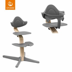 STOKKE® Nomi® Hochstuhl Buche natur / grau + Baby Set grau