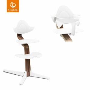 STOKKE® Nomi® Hochstuhl Walnuss / weiß + Baby Set weiß