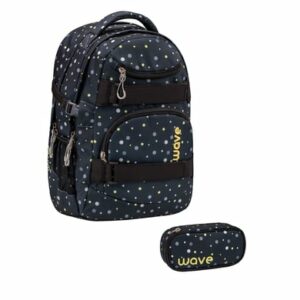 WAVE Rucksack Infinity Set 2-teilig Black and Yellow Dots