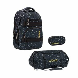 WAVE Rucksack Infinity Set 3-teilig Black and Yellow Dots