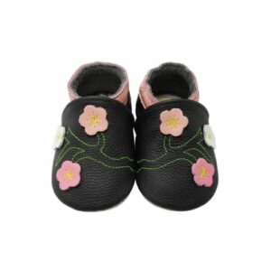 Yalion Baby Krabbelschuhe 2-Blumen schwarz