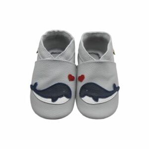 Yalion Baby Krabbelschuhe Wal hellgrau