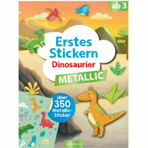 arsEdition Erstes Stickern Metallic – Dinosaurier