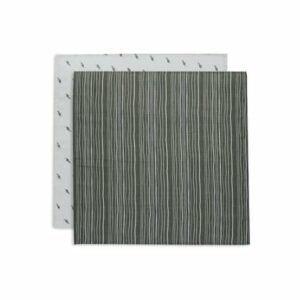 jollein Mulltuch Musselin 70x70cm 2er-Pack Stripe Olive Leaf Green