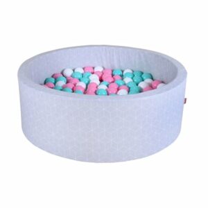 knorr toys® Bällebad soft - Geo cube grey - 300 balls rose/creme/lightblue grau