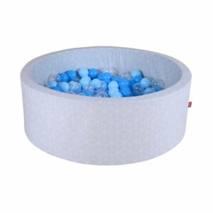 knorr toys® Bällebad soft - Geo cube grey - 300 balls soft blue/blue/transparent grau