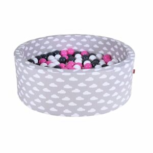 knorr toys® Bällebad soft - Grey white clouds - 300 balls creme/grey/rose grau