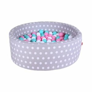 knorr toys® Bällebad soft - Grey white dots - 300 balls rose/creme/lightblue grau