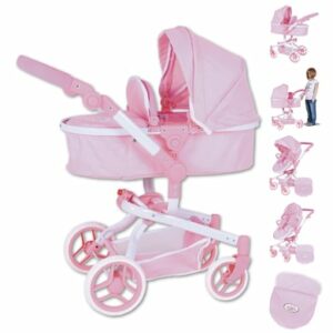 knorr toys® Puppenwagen Boonk - Princess white rose rosa