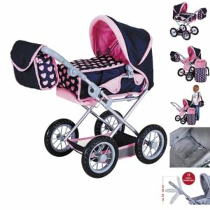 knorr toys® Puppenwagen Ruby - Pink Hearts blau