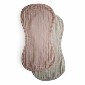 mushie Spucktuch Musselin Blush/Fog 2er-Pack