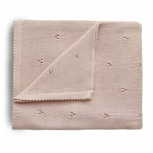 mushie Strickdecke Pointelle Blush 80 x 100 cm