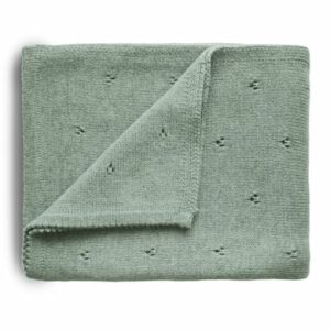 mushie Strickdecke Pointelle Sage Melange 80 x 100 cm