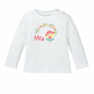 Schnullireich Baby Shirt (Langarm) mit Namen Kleine Fee Weiß